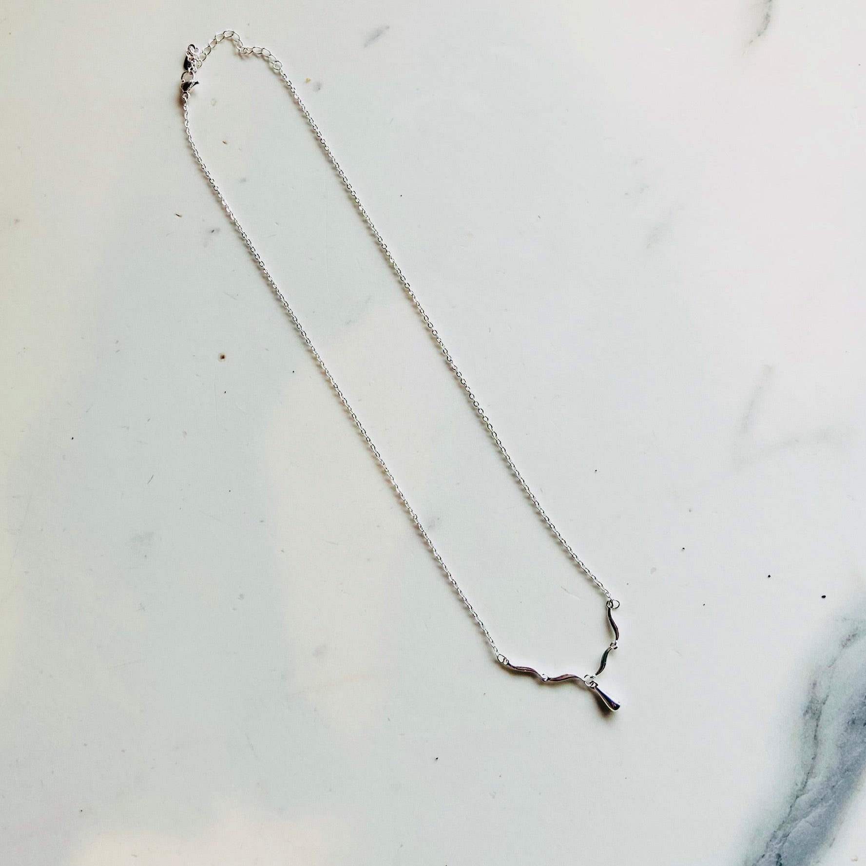 Silver Swirl Drop Necklace