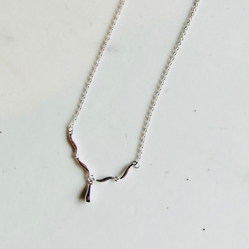 Silver Swirl Drop Necklace