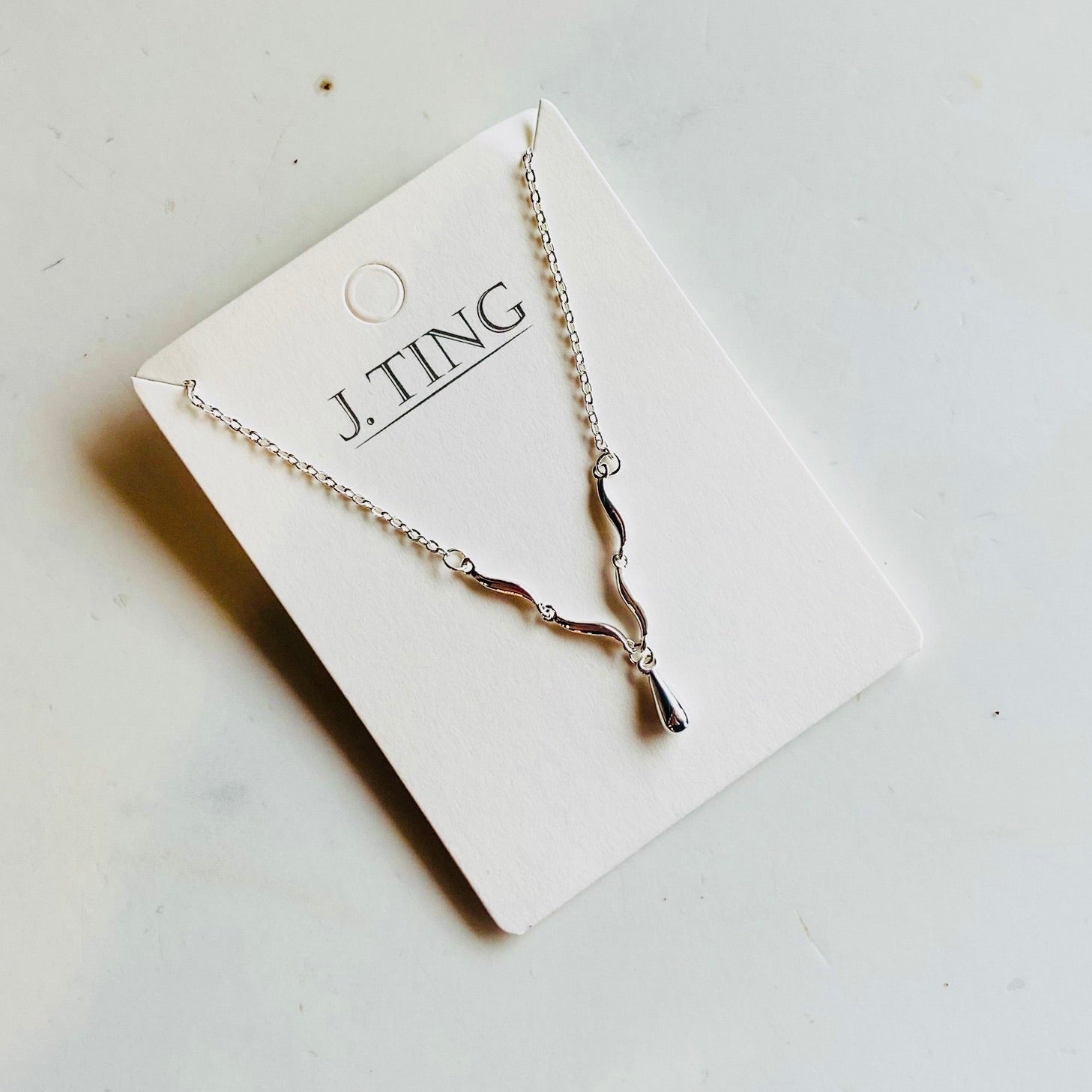 Silver Swirl Drop Necklace