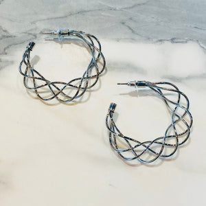 Silver Twisted Hoop Earrings