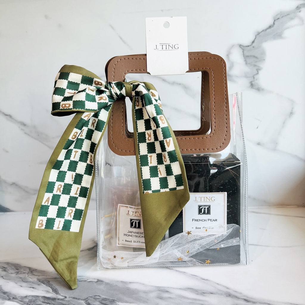 Small Green Plaid Ribbon Gift Bag Hamper