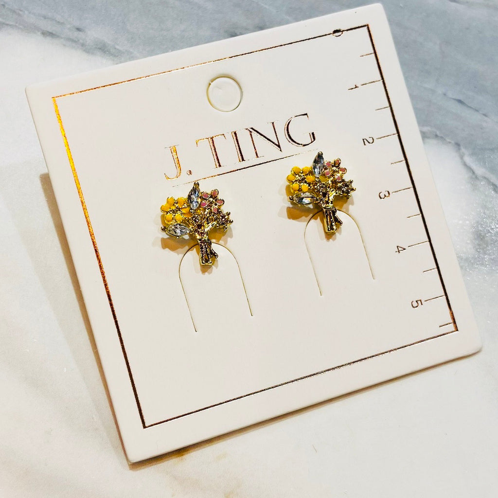 Small Crystal Flower Boquette Earrings