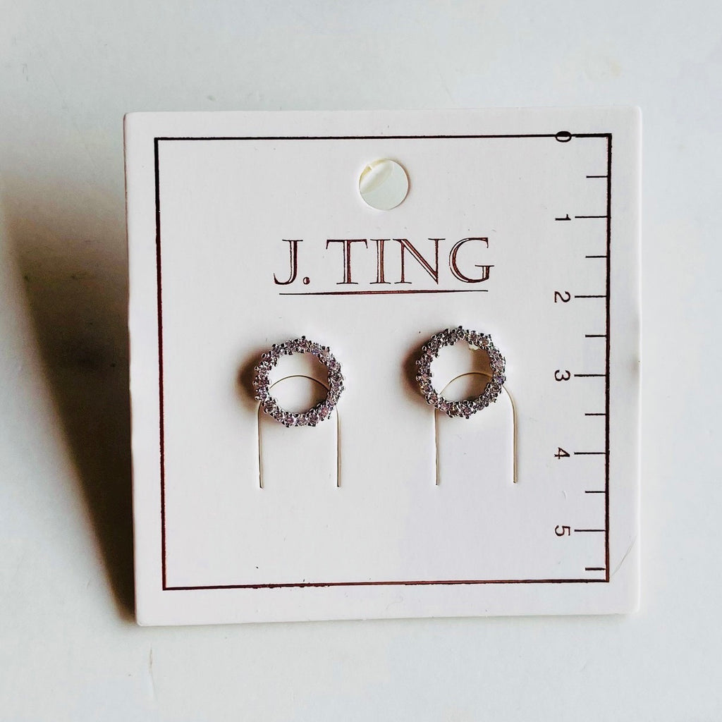 Sparkly Silver Circle Earrings