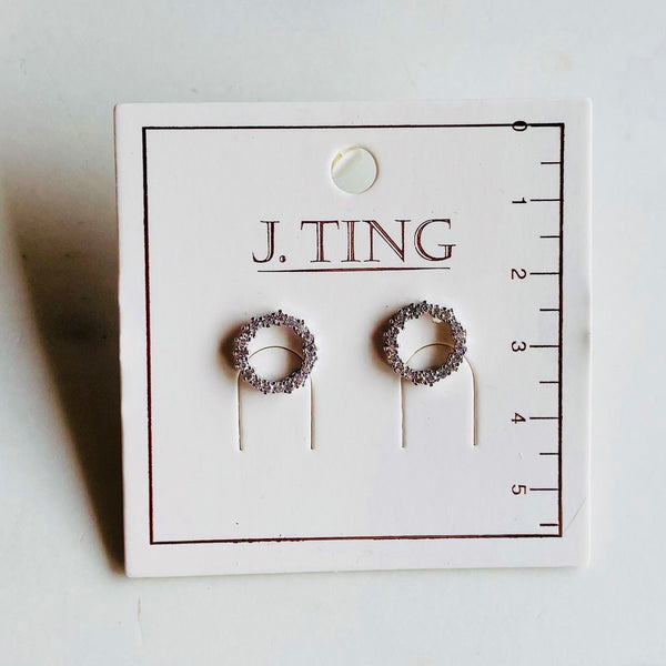 Sparkly Silver Circle Earrings