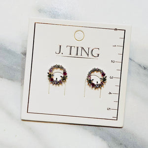 Sparkly Wreath Silver Earrings