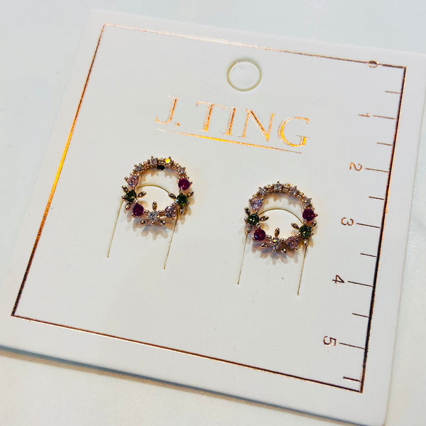 Sparkly Wreath Rose Gold Earrings