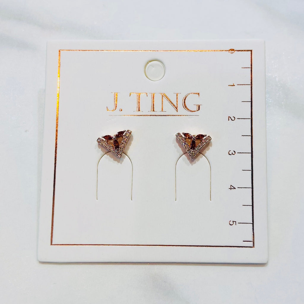 Sparkly Arrow with Red Gem Earrings