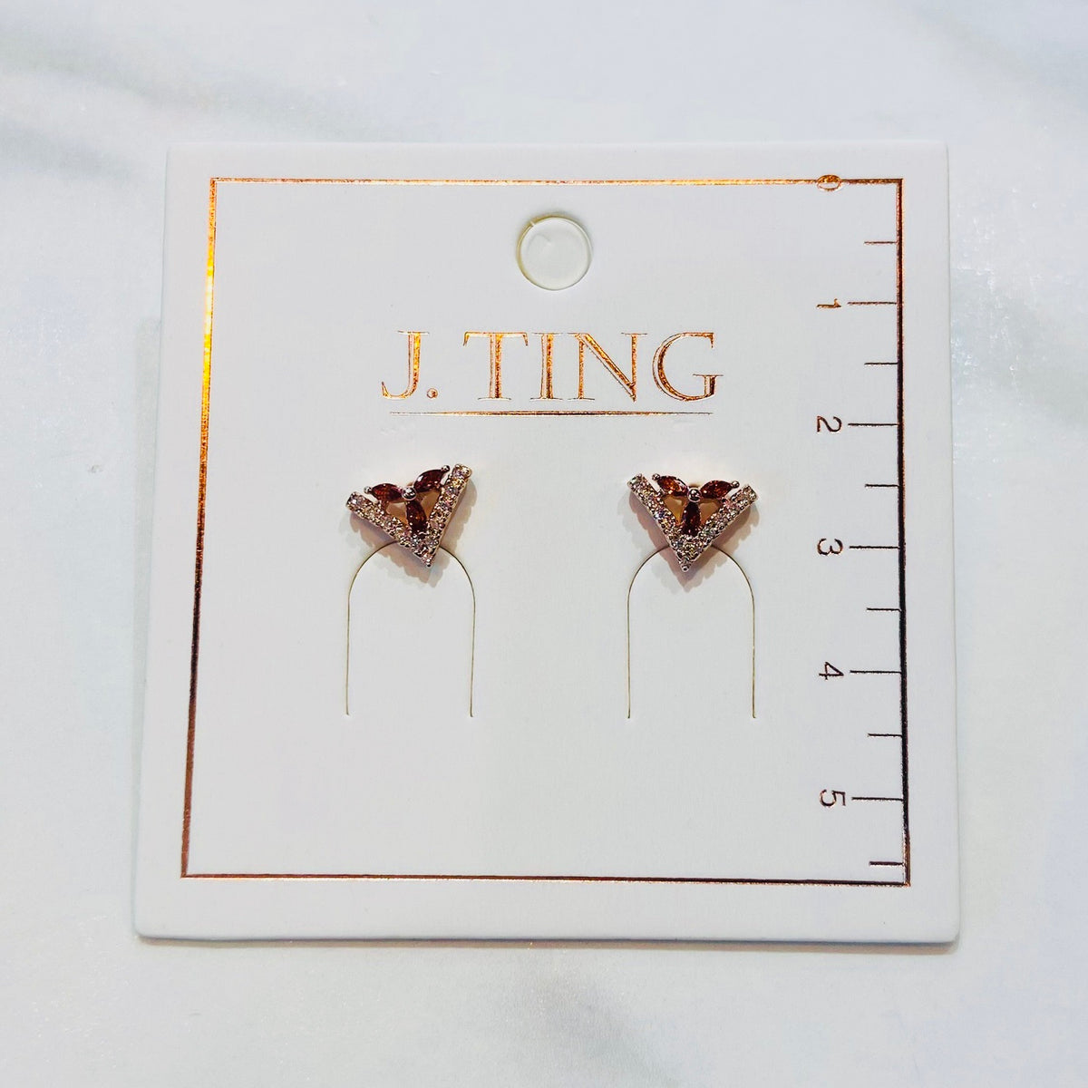 Sparkly Arrow with Red Gem Earrings