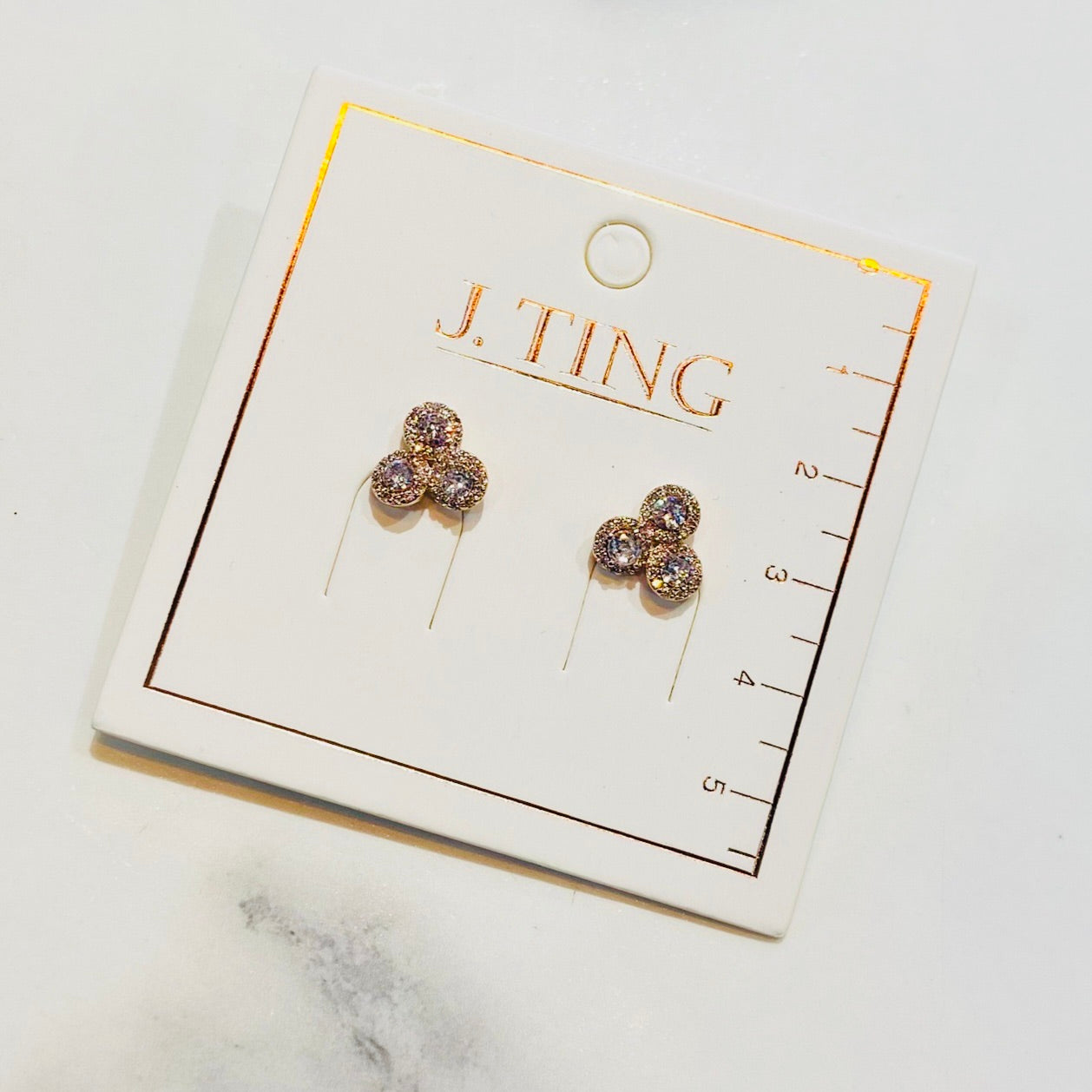 Trio White Crystal Earrings