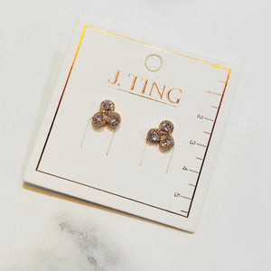 Trio White Crystal Earrings