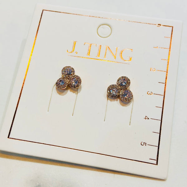 Trio White Crystal Earrings