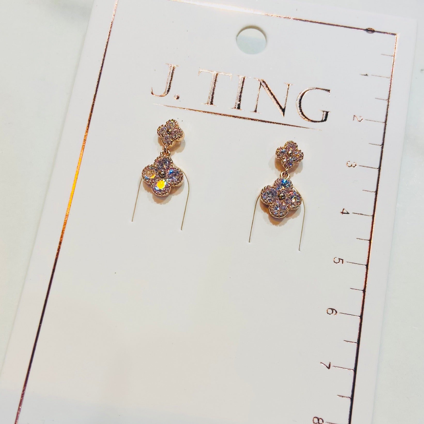 Twin Sparkly Clover Earring