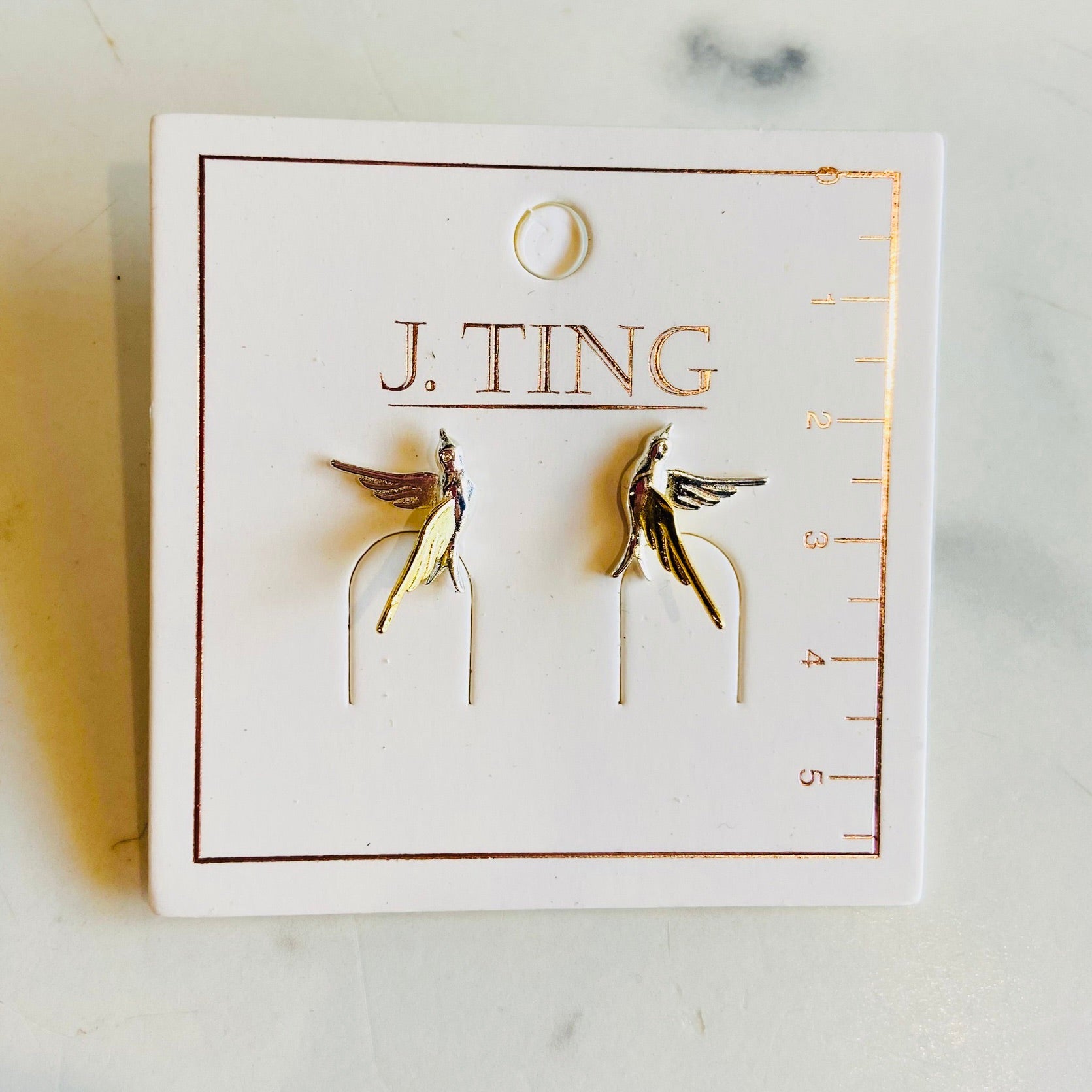 Two Toned Bird Earrings