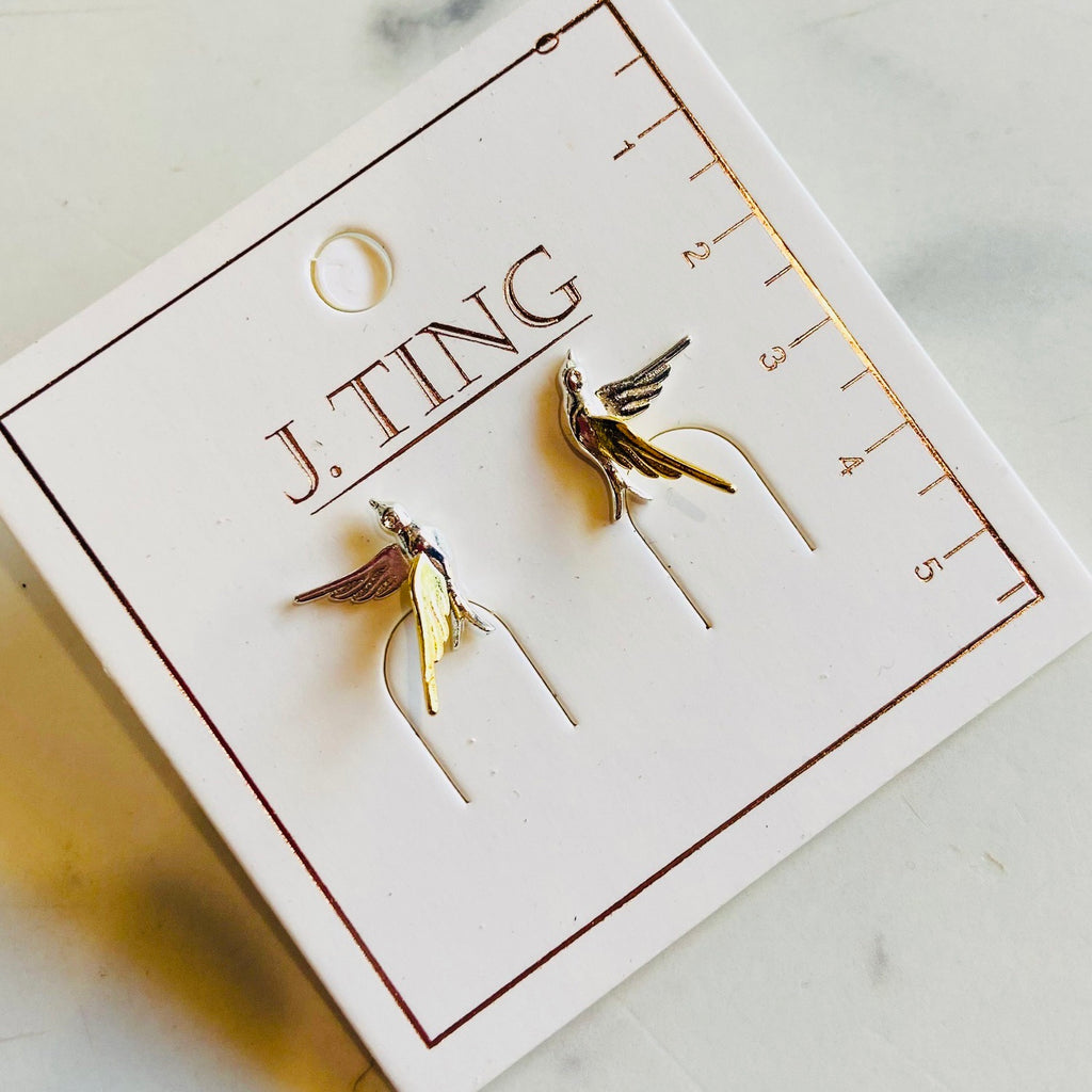 Two Toned Bird Earrings