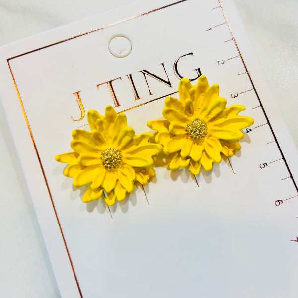 Vibrant Yellow Dandelion Earrings