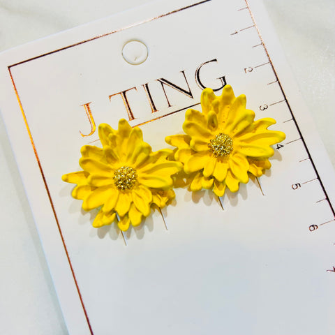 Vibrant Yellow Dandelion Earrings
