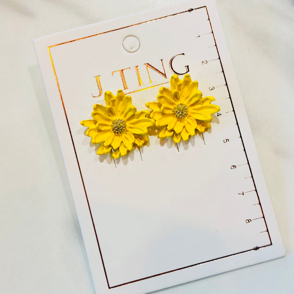 Vibrant Yellow Dandelion Earrings