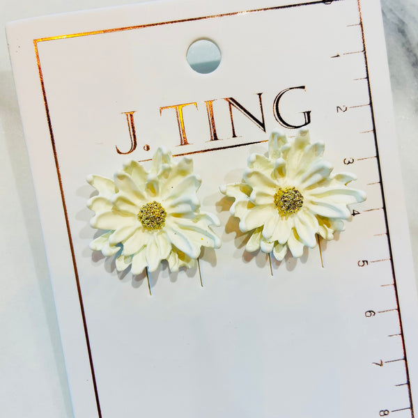 White Dandelion Earrings