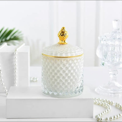 White - Geo Cut Diamond Empty Jar