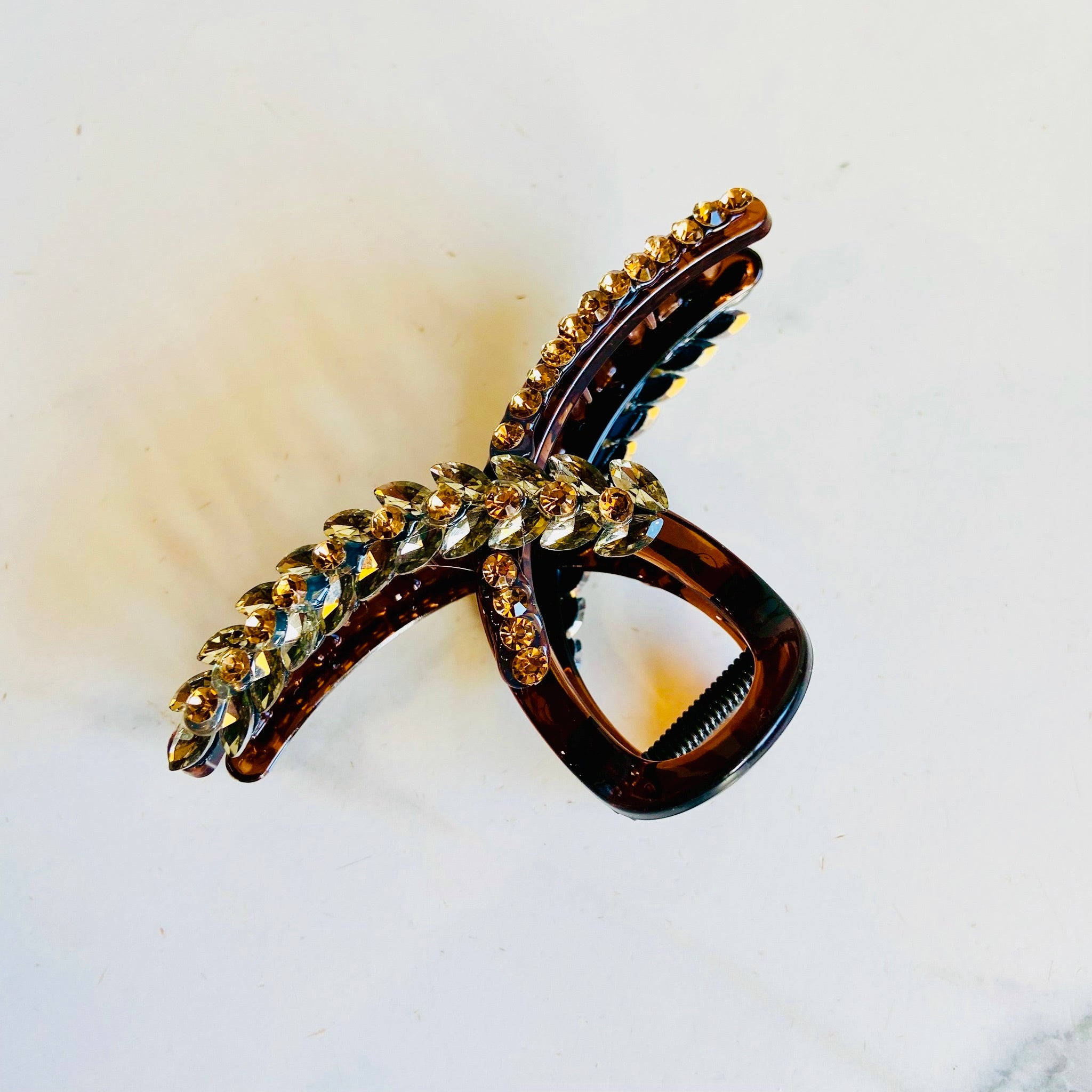 Yellow Jewelled Leaf Hair Claw