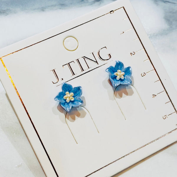 Baby Blue Balloon Flower Earrings