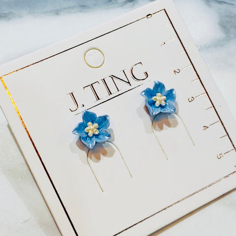 Baby Blue Balloon Flower Earrings