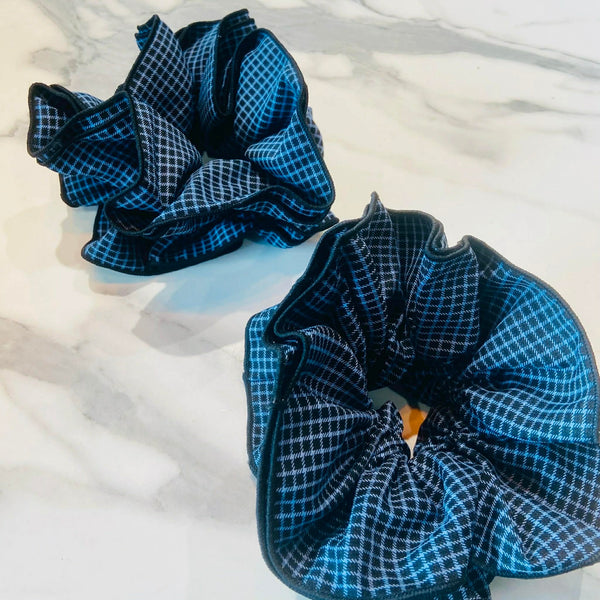 Black And Blue Checkered Jumbo Scrunchie