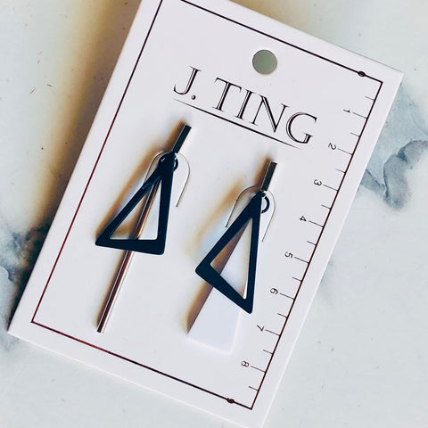 Black and White Triangular Abstract Earrings