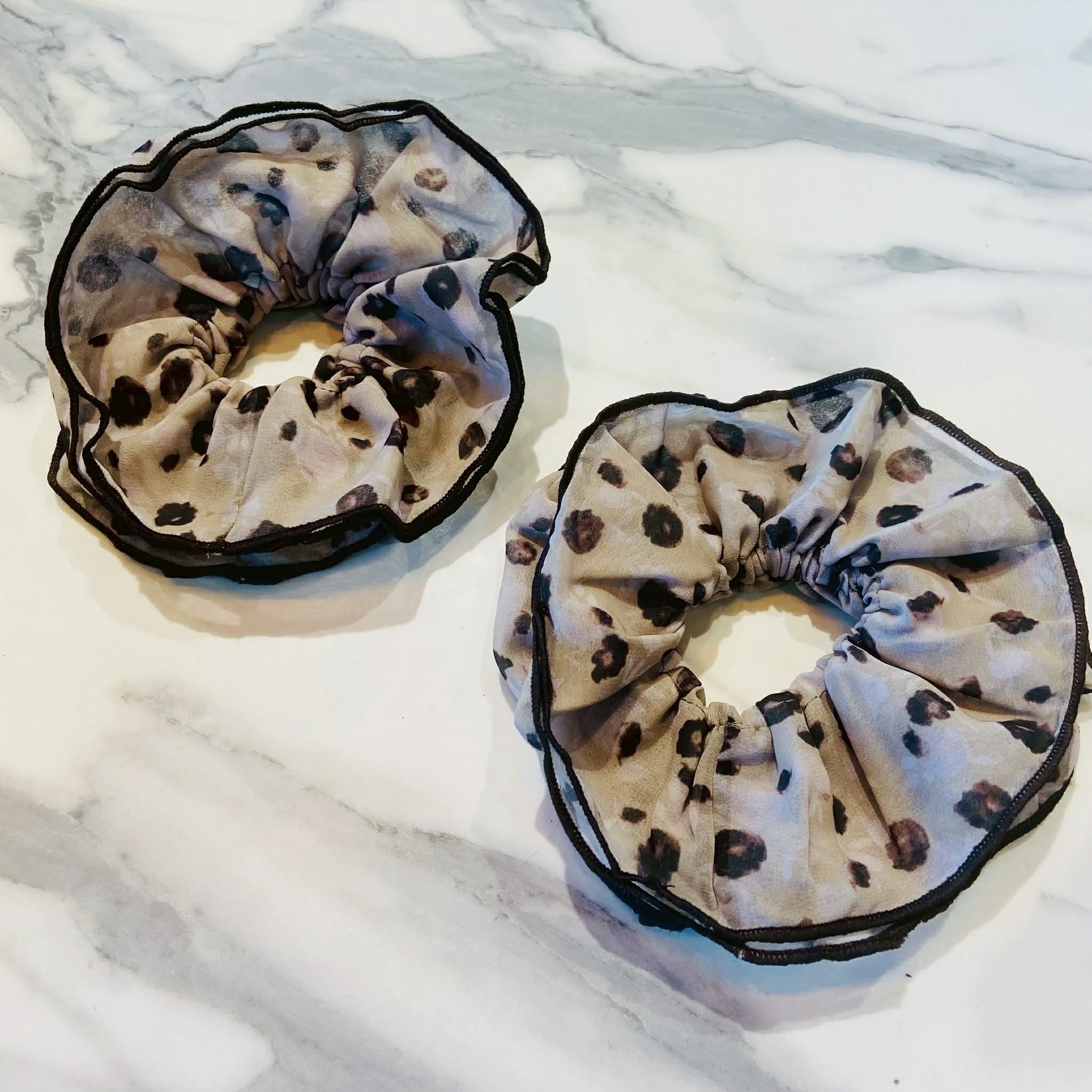 Cream and Brown Polka Dot Jumbo Scrunchie