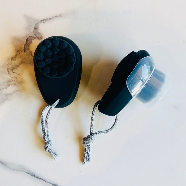 Black Double-sided Facial Cleanser Brush