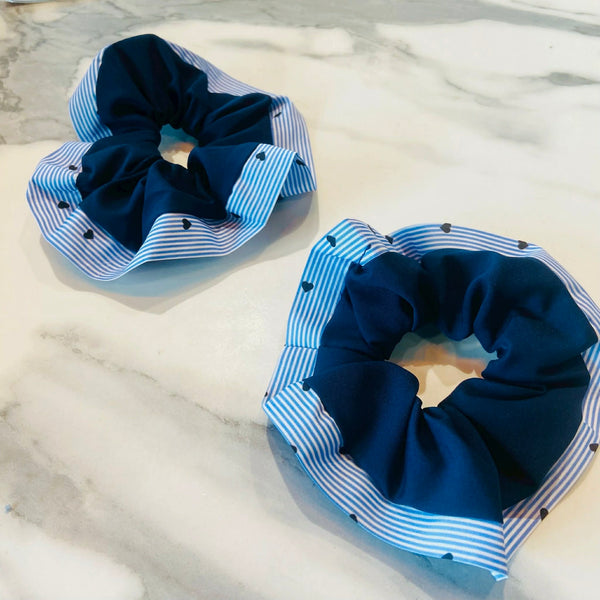 Two Tone Blue Jumbo Scrunchie