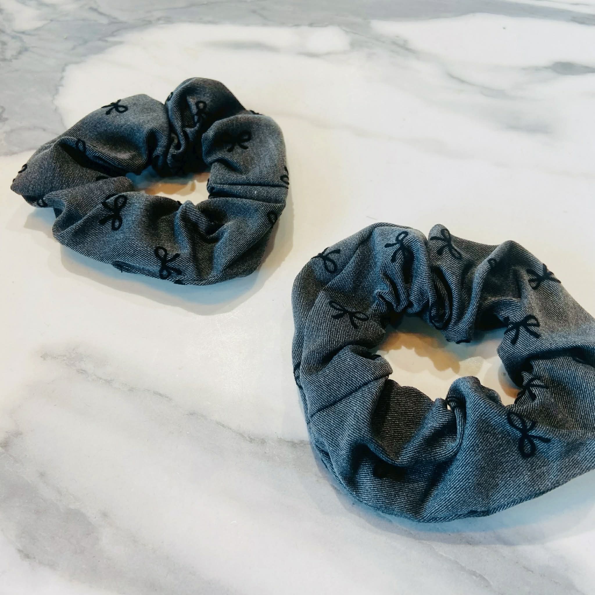 Gray And Black Cute Bow Scrunchie