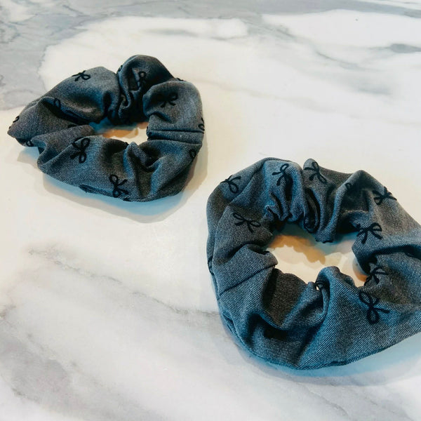 Gray And Black Cute Bow Scrunchie
