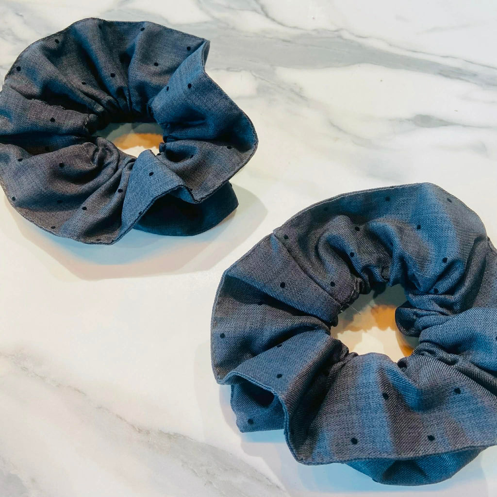 Gray Black Polka Dot Jumbo Scrunchie