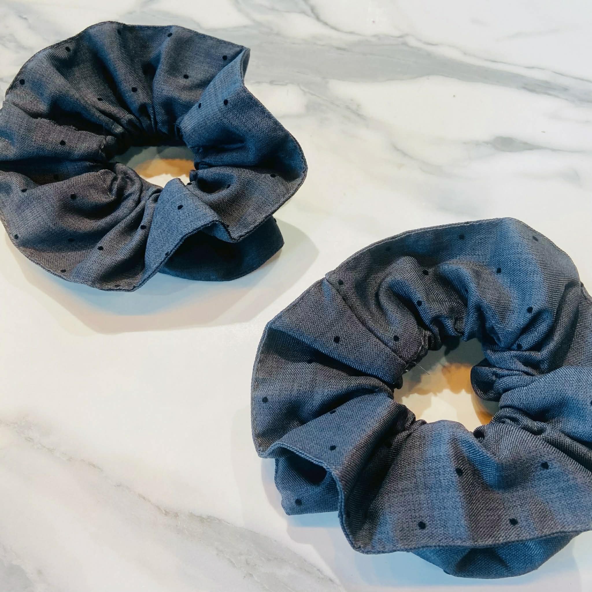 Gray Black Polka Dot Jumbo Scrunchie