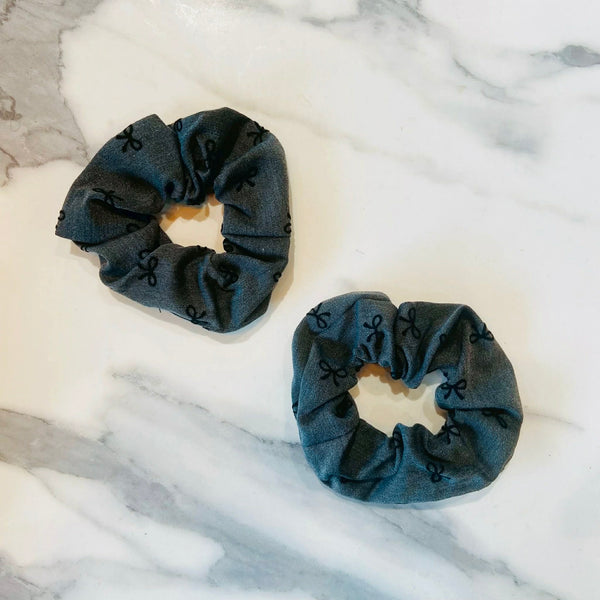 Gray And Black Cute Bow Scrunchie