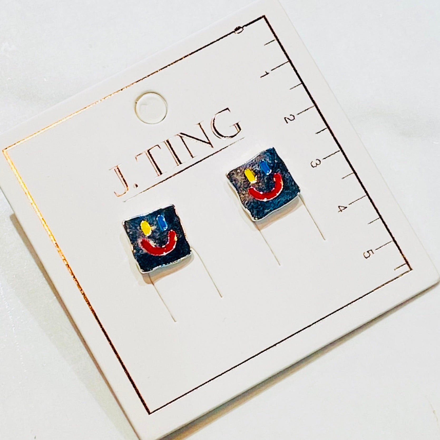 Metal Square Rainbow Smiles Earrings