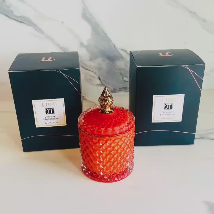 Orange Diamond Jar Soy Candle (Jasmine & Magnolia)