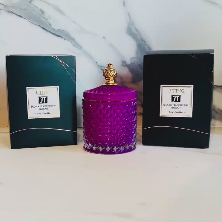 Purple Diamond Jar Soy Candle (Black Raspberry Sugar)