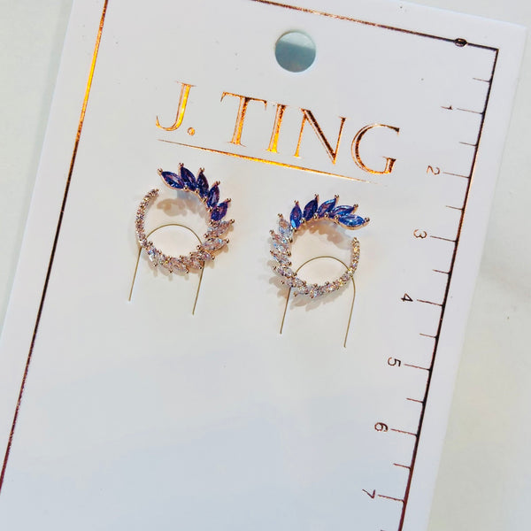 Rose Gold Spiral Purple Gem Earrings