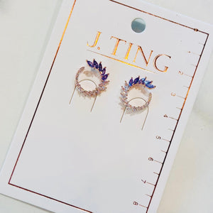 Rose Gold Spiral Purple Gem Earrings