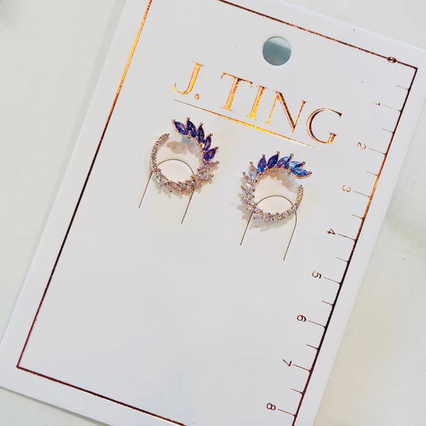 Rose Gold Spiral Purple Gem Earrings