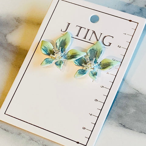 Sage Green Frangipani Earrings