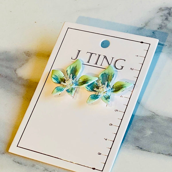 Sage Green Frangipani Earrings