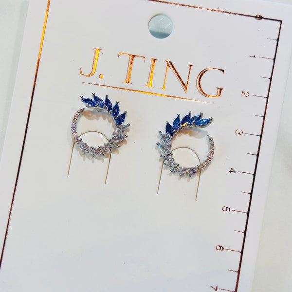 Silver Spiral Purple Gem Earrings