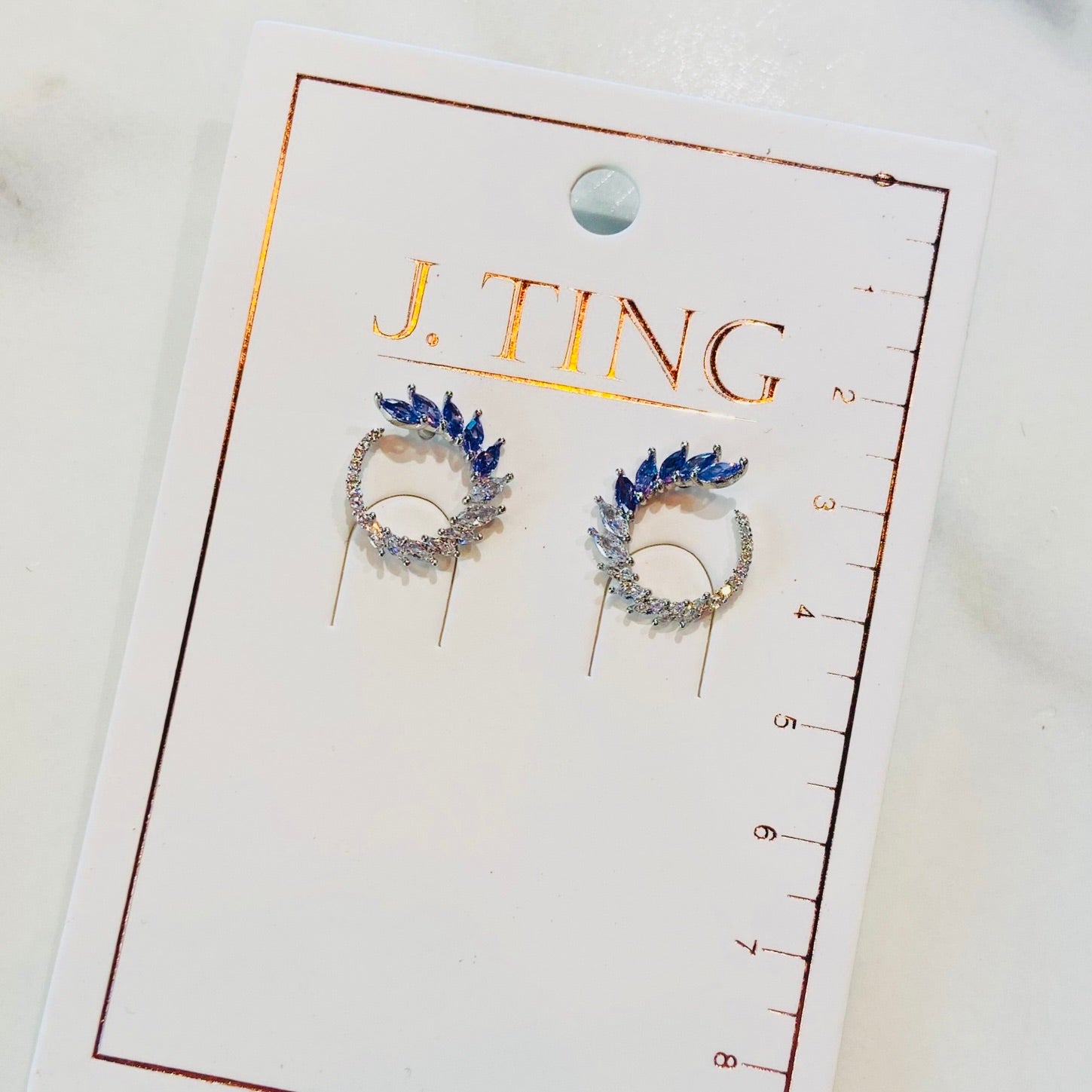 Silver Spiral Purple Gem Earrings