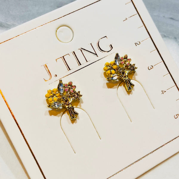 Small Crystal Flower Boquette Earrings