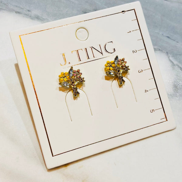 Small Crystal Flower Boquette Earrings
