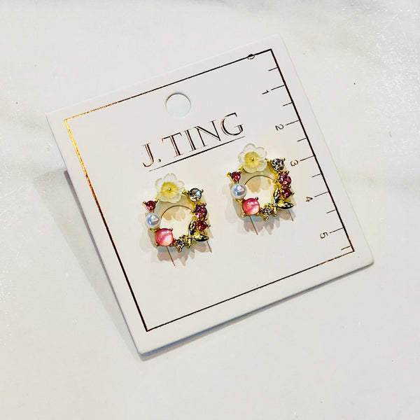 Small Crystal Wreath Earrings