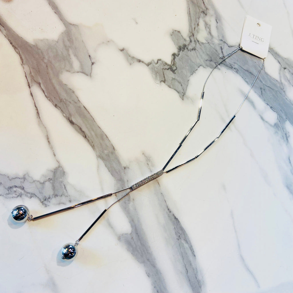 Metallic Pearls and Diamante Necklace